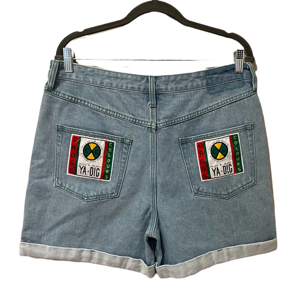 Cross Colours Cuffed Denim Short Ya Dig Hip Hop in Vintage Indigo NWOT (32) - Picture 5 of 9